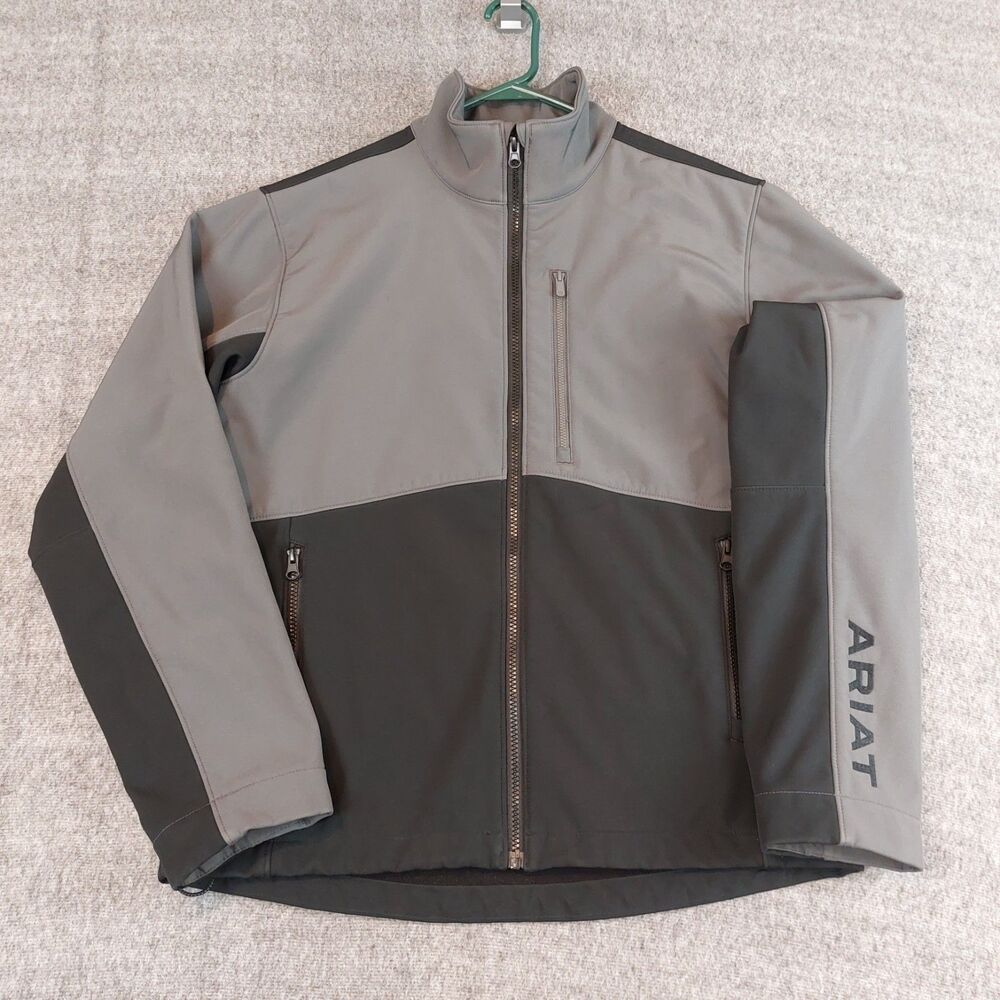 Ariat Logan Softshell Fleece Lined Full Zip Jacket Men's Small Gray/Black